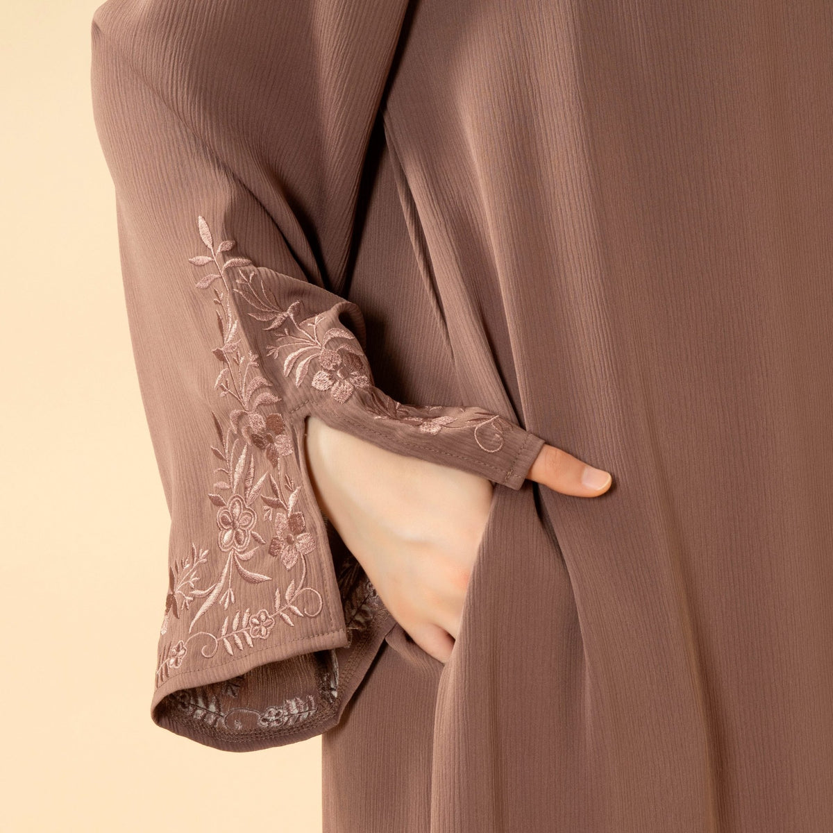 Floral Embroidered Cuff Abaya | Umbrella-Cut Zoom Maxi Dress(MA342) - Mariam's Collection