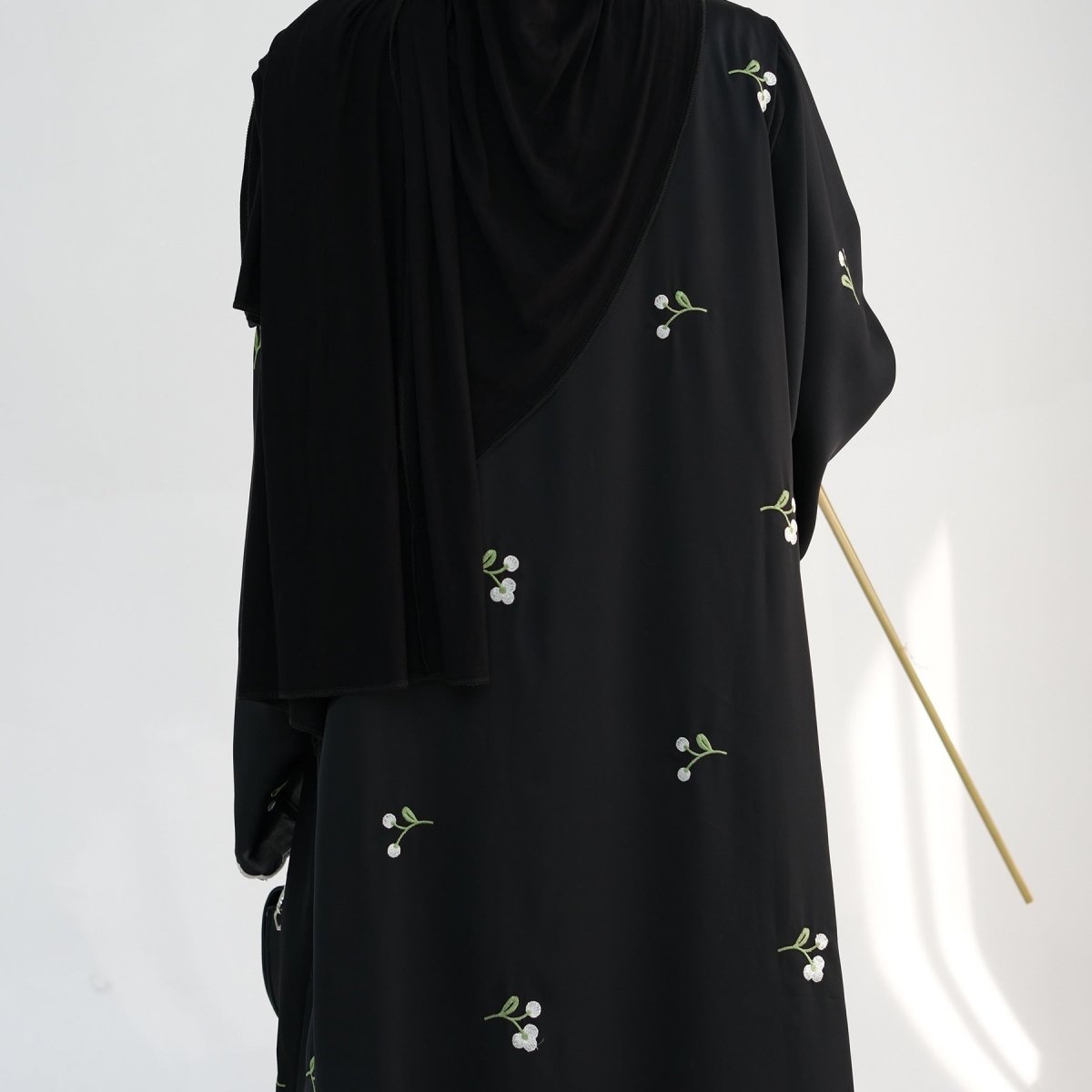 Floral Embroidered Elegant Lace Open Abaya (MOA101) - Mariam's Collection