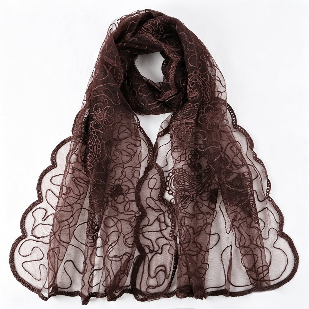 Floral Lace Embroidered Mesh Hijab(MH235) - Mariam's Collection