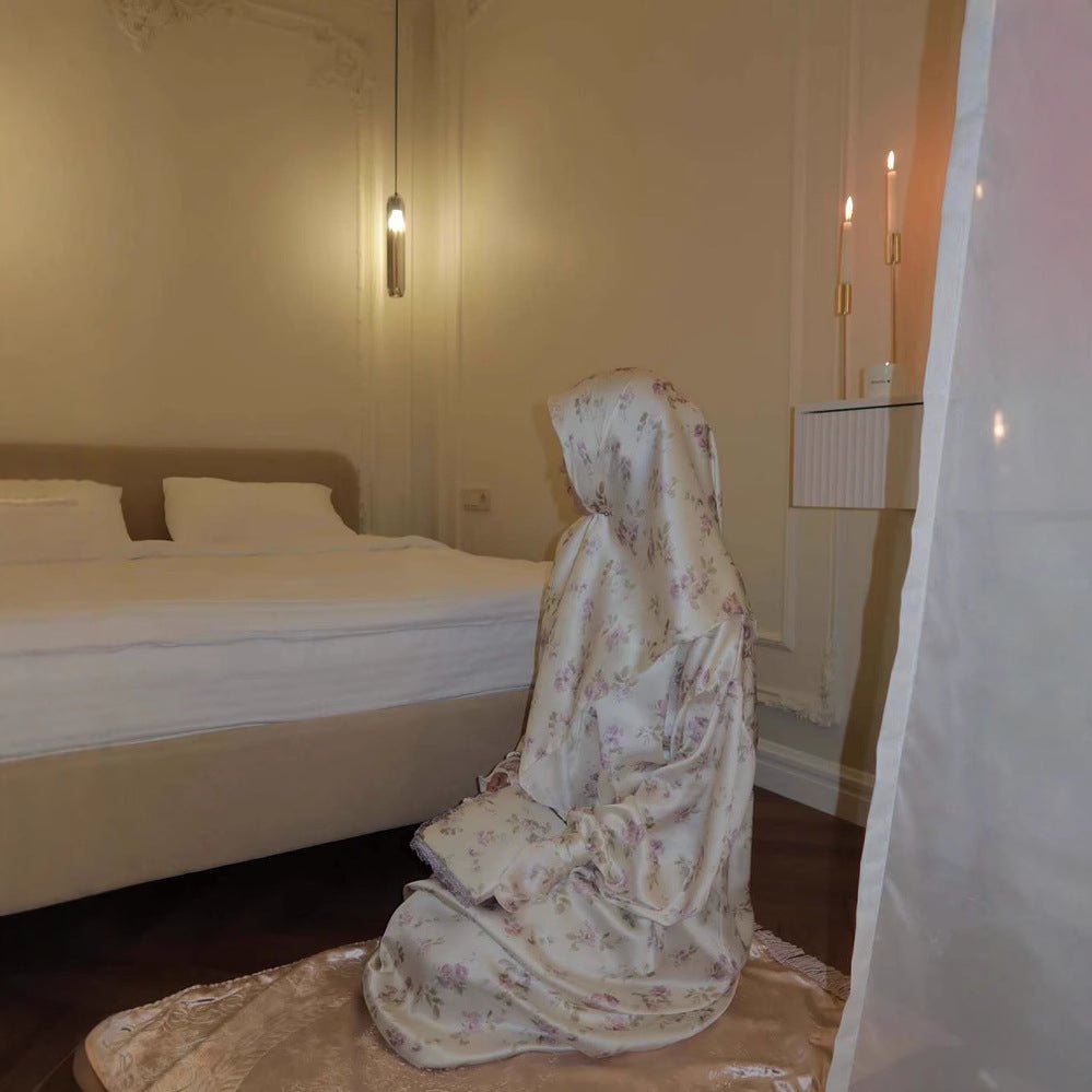 Floral Print Abaya with Matching Hijab(MA413) - Mariam's Collection