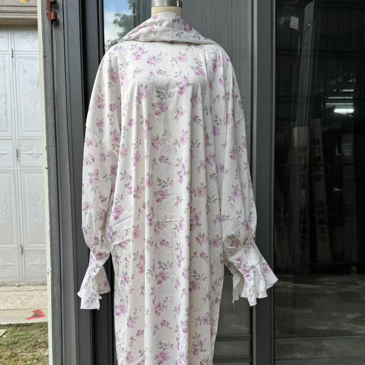 Floral Print Abaya with Matching Hijab(MA413) - Mariam's Collection