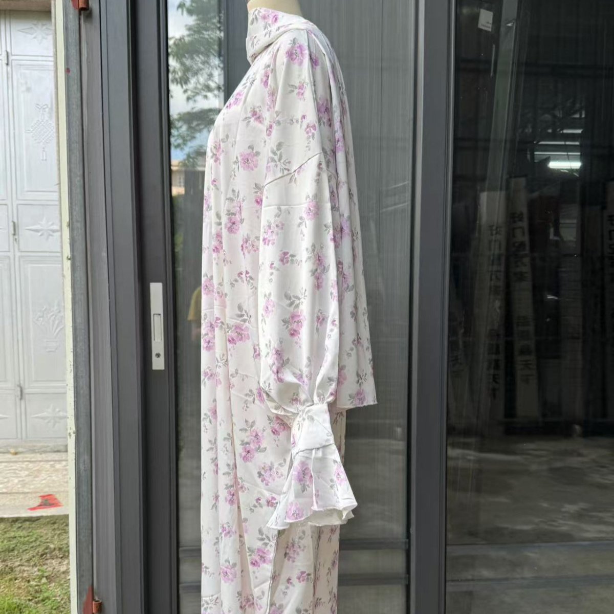 Floral Print Abaya with Matching Hijab(MA413) - Mariam's Collection