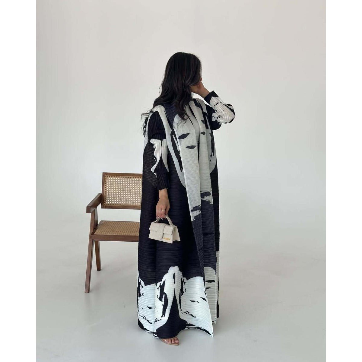 Floral Print Muslim Trench Coat - Modest Commuter Jacket Cape Robe(MOA212) - Mariam's Collection
