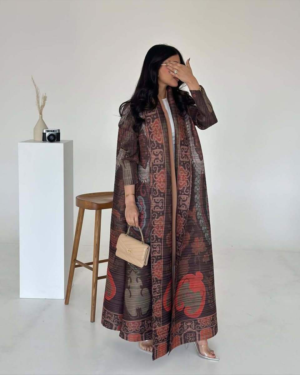 Floral Print Muslim Trench Coat - Modest Commuter Jacket Cape Robe
