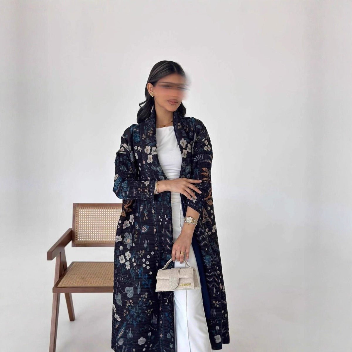 Floral Print Muslim Trench Coat - Modest Commuter Jacket Cape Robe(MOA212) - Mariam's Collection