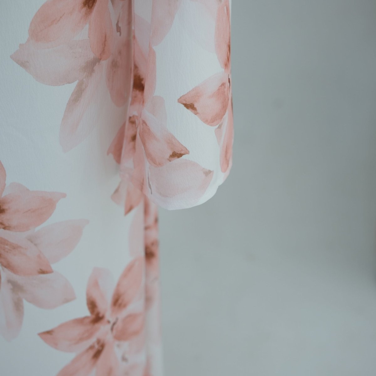 Front full-length view of floral party abaya