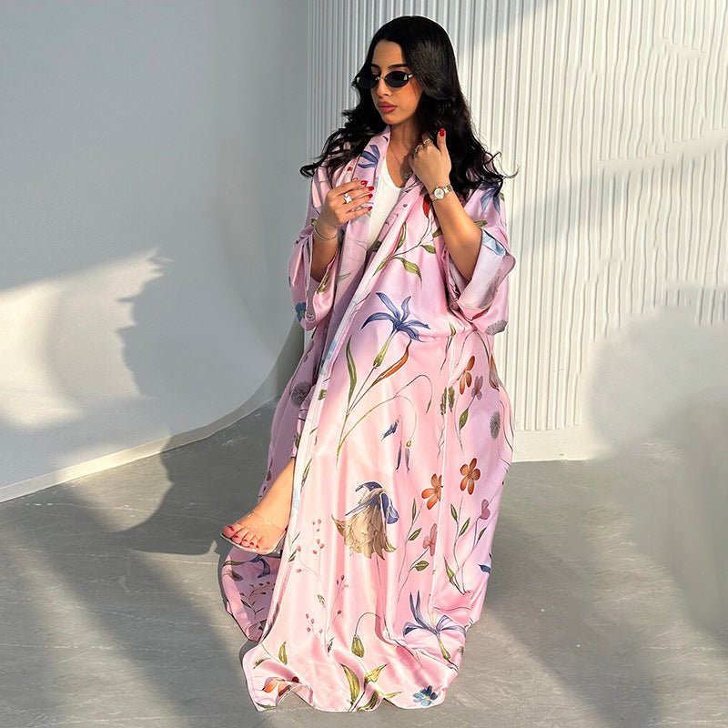 Floral Printed Oversized Abaya with Hijab — Botanical Print Modest Abaya Set
