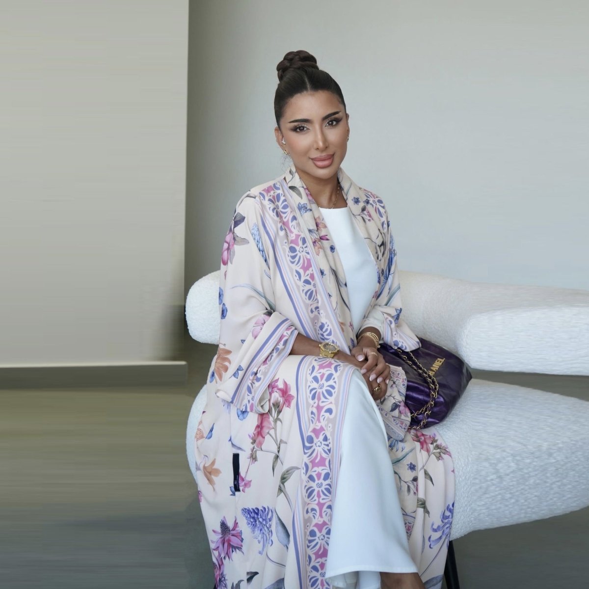 Floral Printer Abaya Set with Hijab(MOA267) - Mariam's Collection