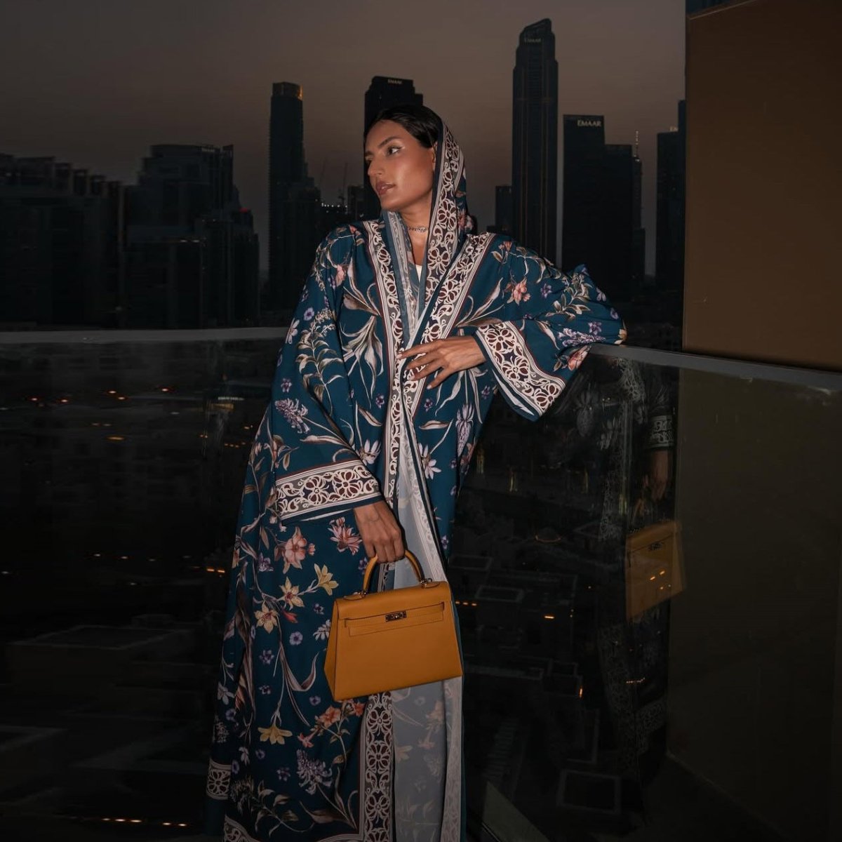 Floral Printer Abaya Set with Hijab(MOA267) - Mariam's Collection