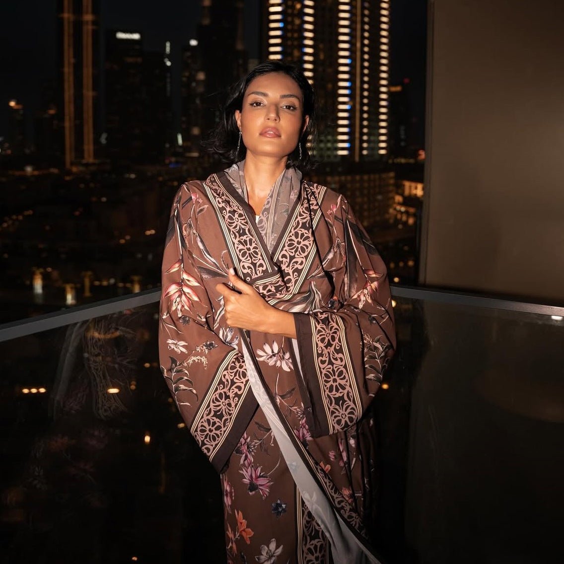 Floral Printer Abaya Set with Hijab(MOA267) - Mariam's Collection