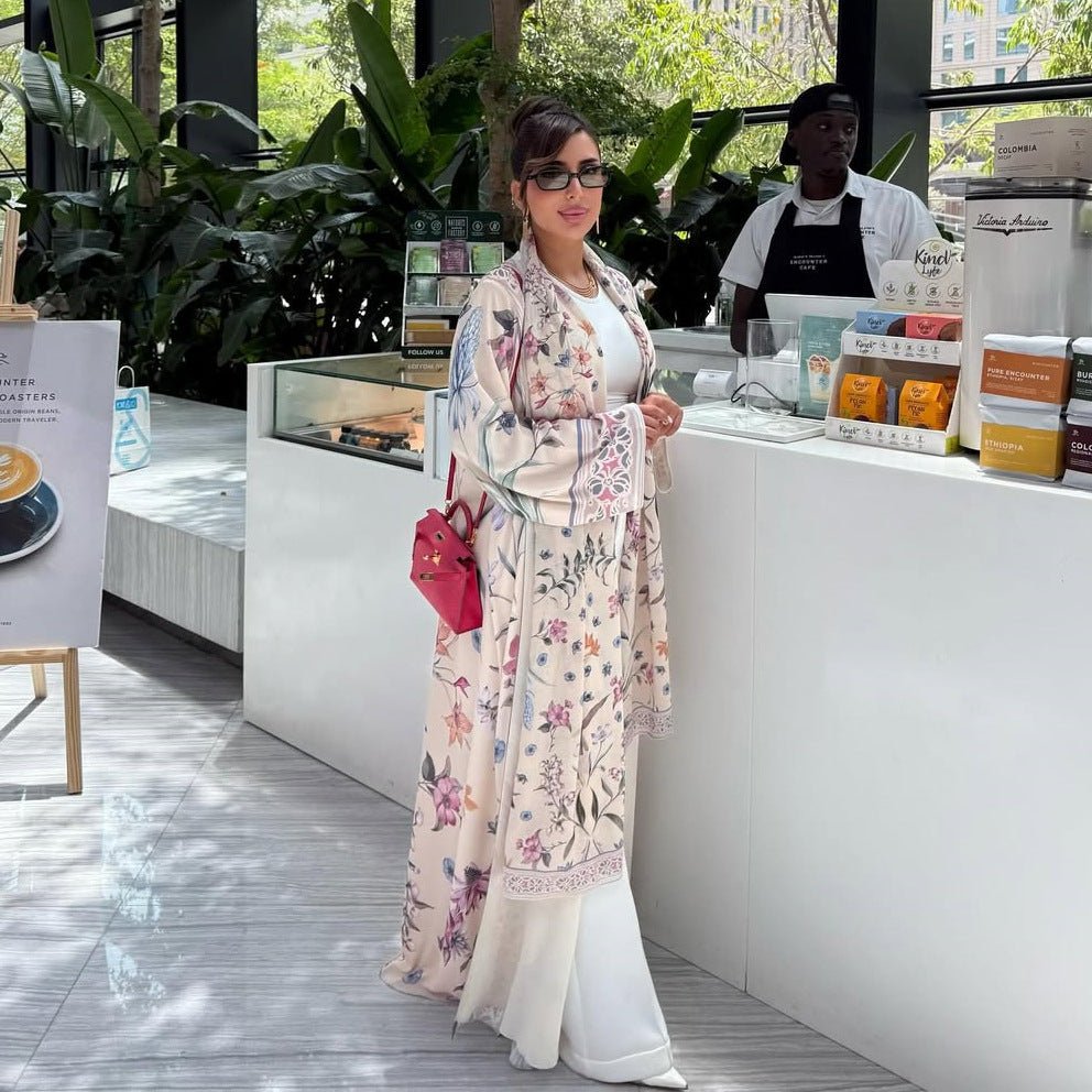 Floral Printer Abaya Set with Hijab(MOA267) - Mariam's Collection