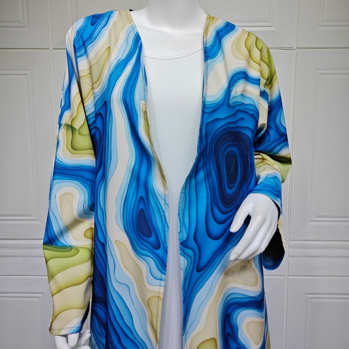Fluid Topographic Print Open Abaya & Matching Hijab Set(MOA331) - Mariam's Collection