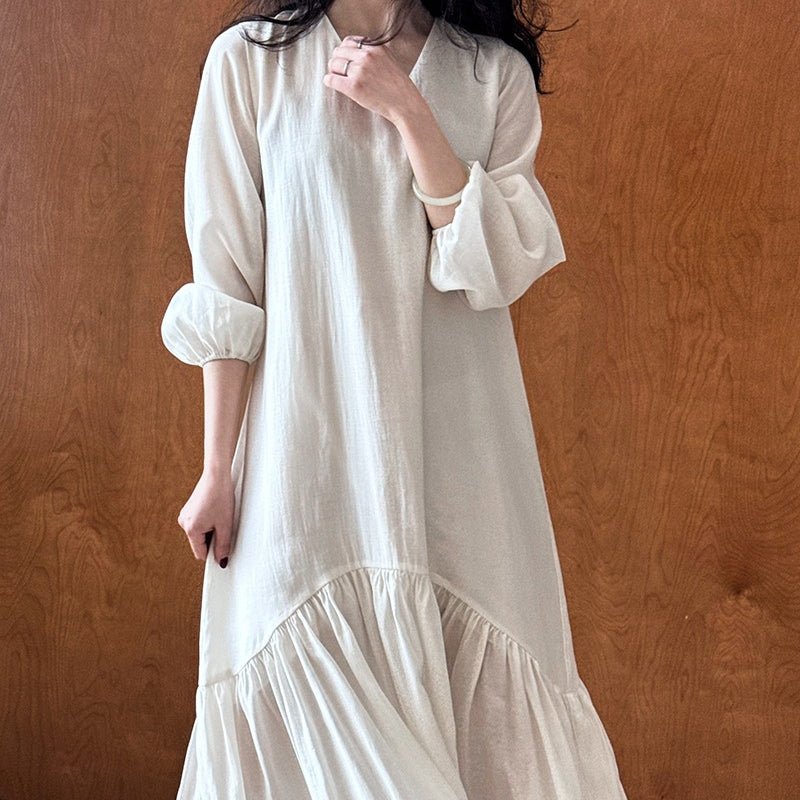 French-Inspired Ruffle Hem Maxi Dress(MS549) - Mariam's Collection