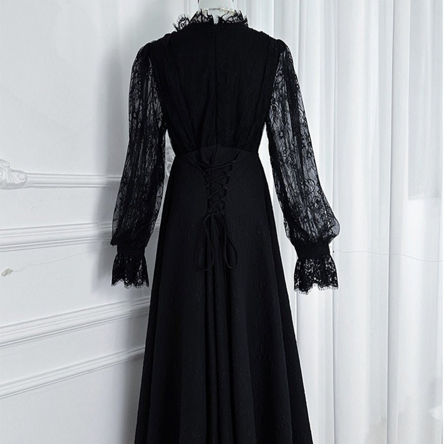 French Lace V - Neck Maxi Dress(MS361) - Mariam's Collection