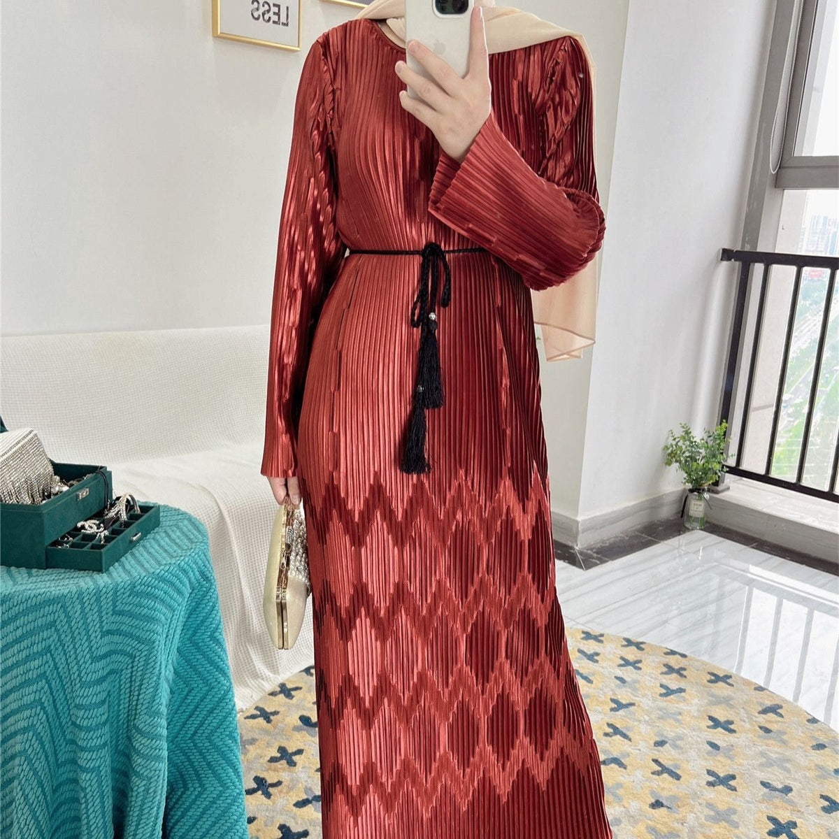Full Pleated Maxi Dress(MS543) - Mariam's Collection