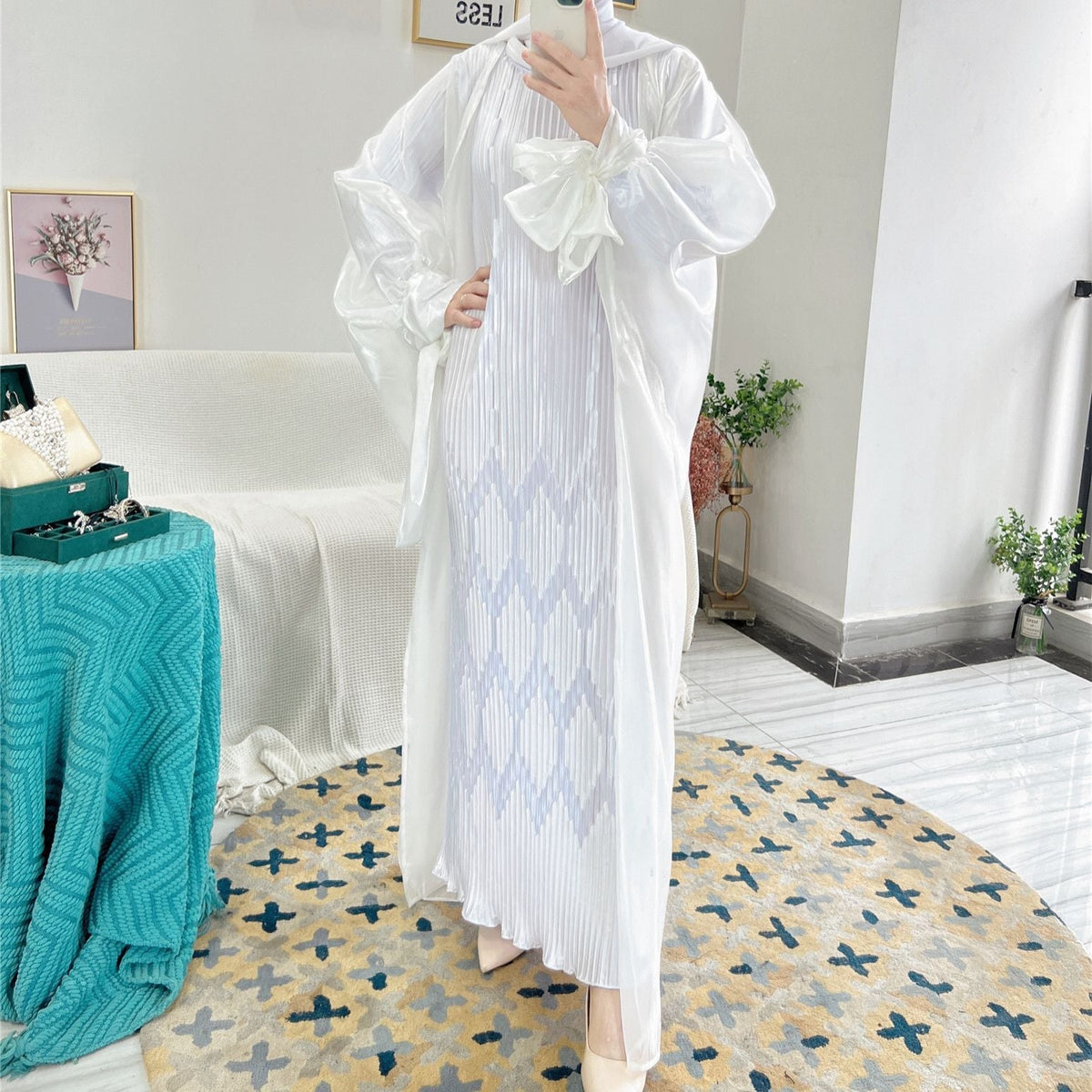 Full Pleated Maxi Dress(MS543) - Mariam's Collection
