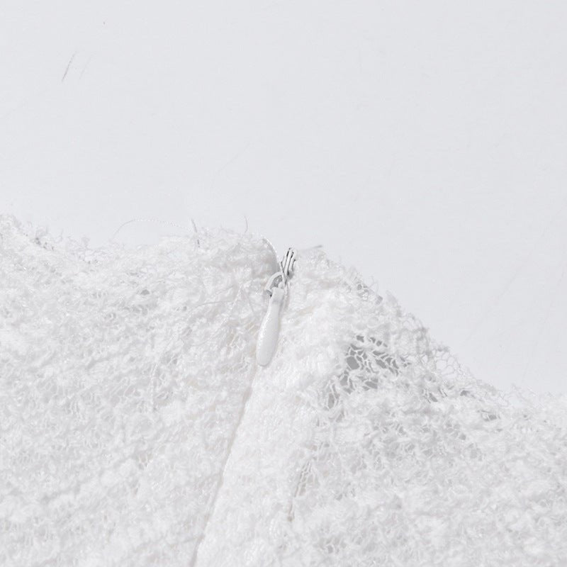 Geometric Lace Mock Neck Maxi Dress(MS397) - Mariam's Collection