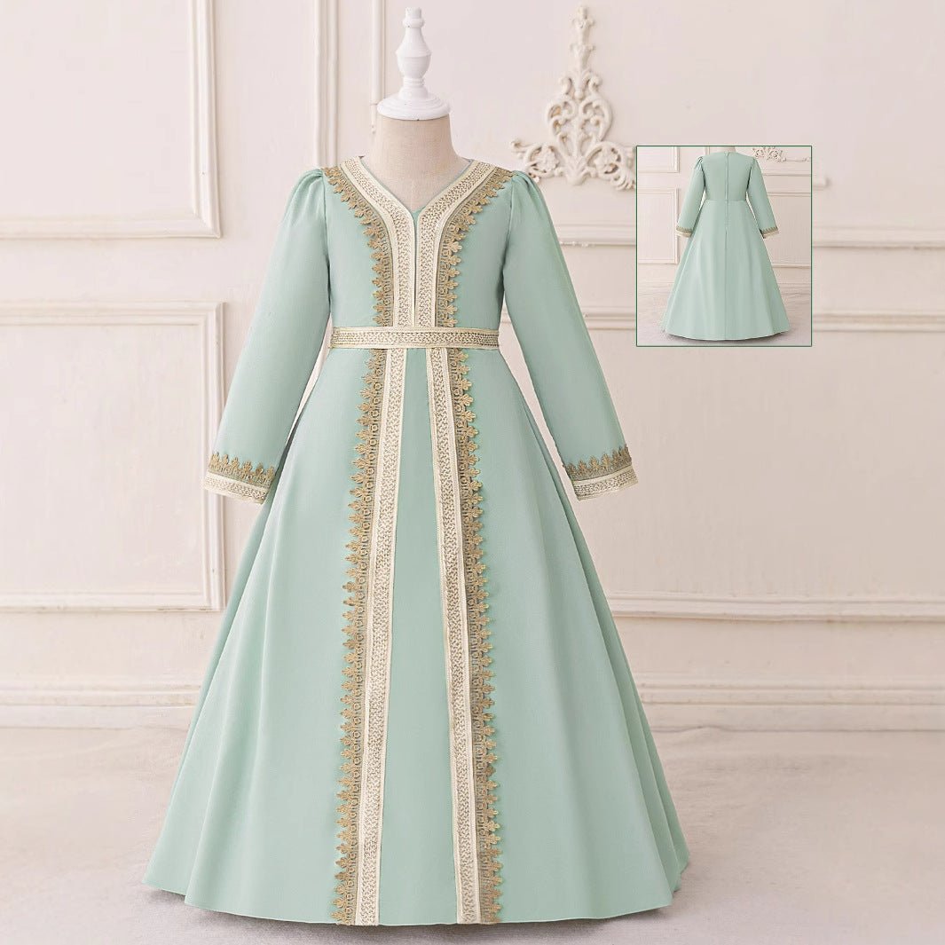 Girls Embroidered Kaftan Dress(MKG019) - Mariam's Collection