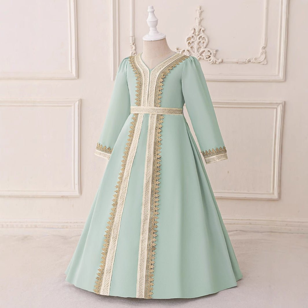 Girls Embroidered Kaftan Dress(MKG019) - Mariam's Collection
