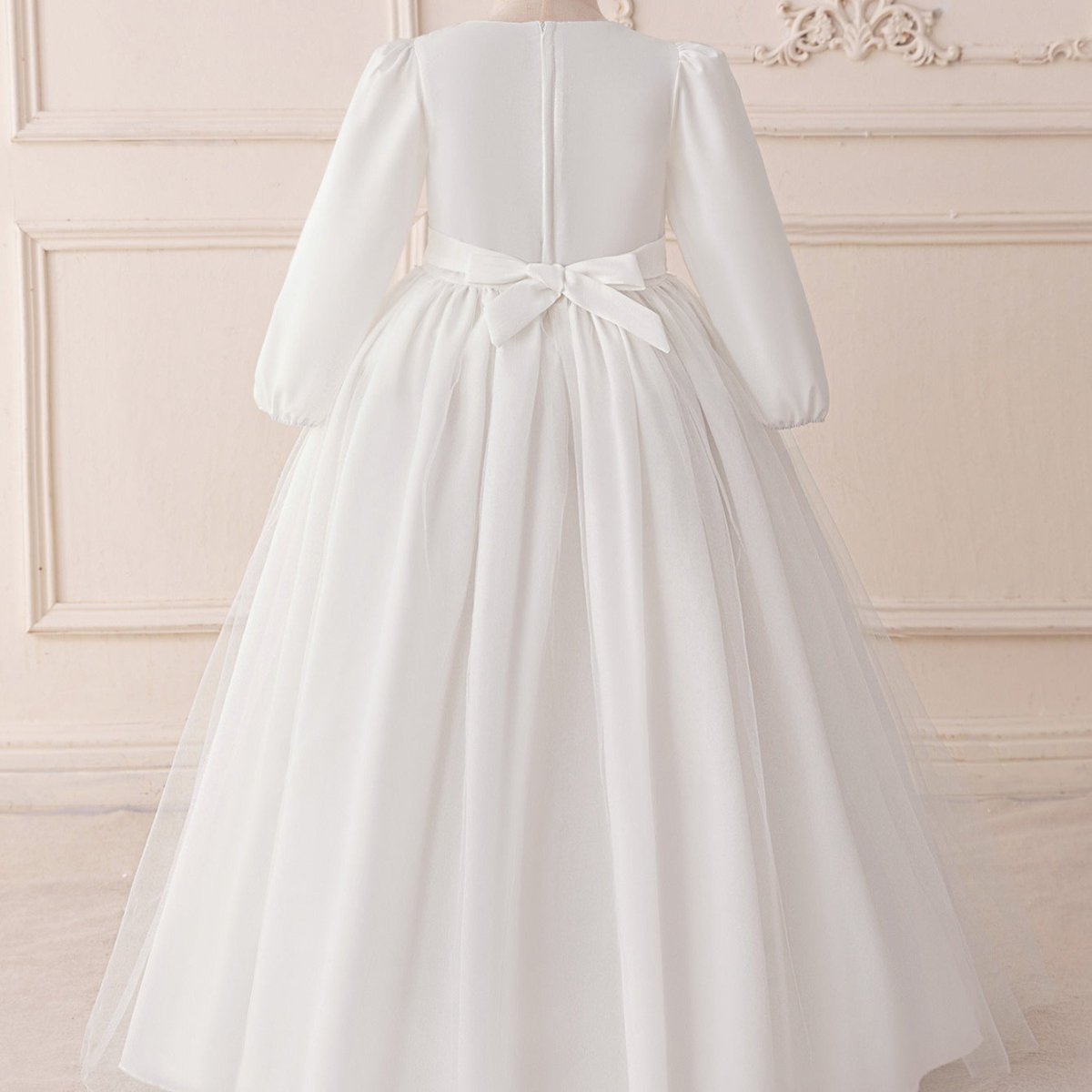 Girls Embroidered Princess Dress with Tulle Overlay(MKG022) - Mariam's Collection