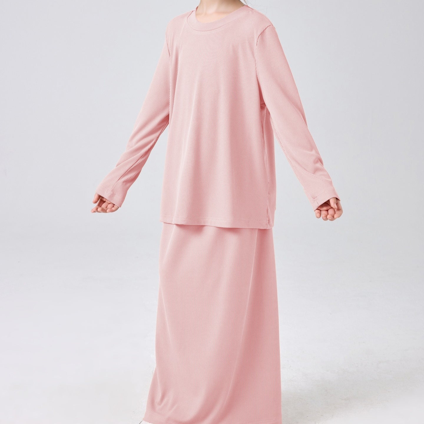 Girls Modest Long Sleeve Top & Maxi Skirt Two-Piece Set(MKG029) - Mariam's Collection