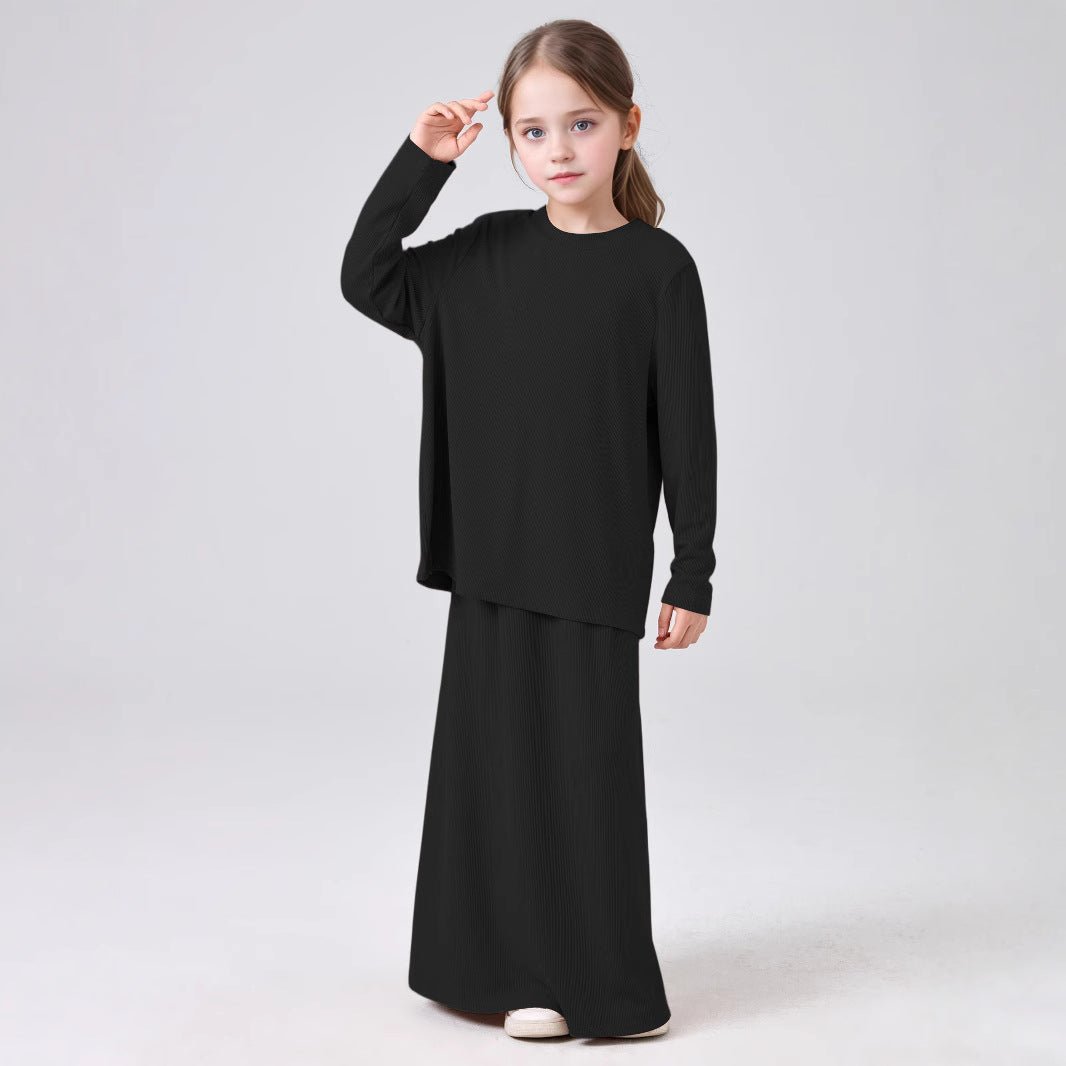 Girls Modest Long Sleeve Top & Maxi Skirt Two-Piece Set(MKG029) - Mariam's Collection