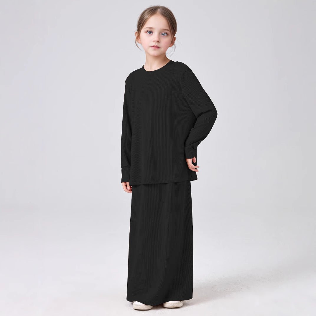 Girls Modest Long Sleeve Top & Maxi Skirt Two-Piece Set(MKG029) - Mariam's Collection