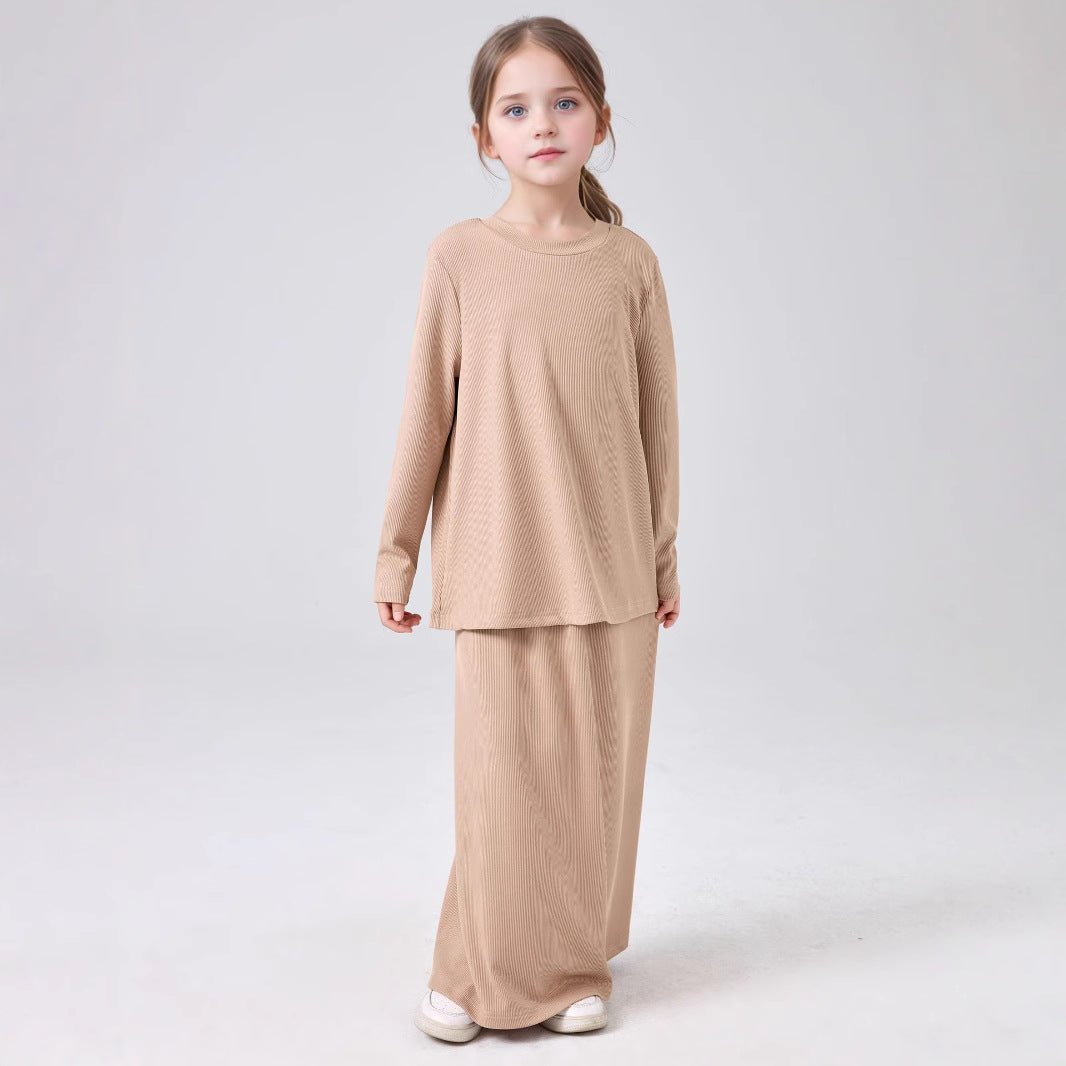 Girls Modest Long Sleeve Top & Maxi Skirt Two-Piece Set(MKG029) - Mariam's Collection