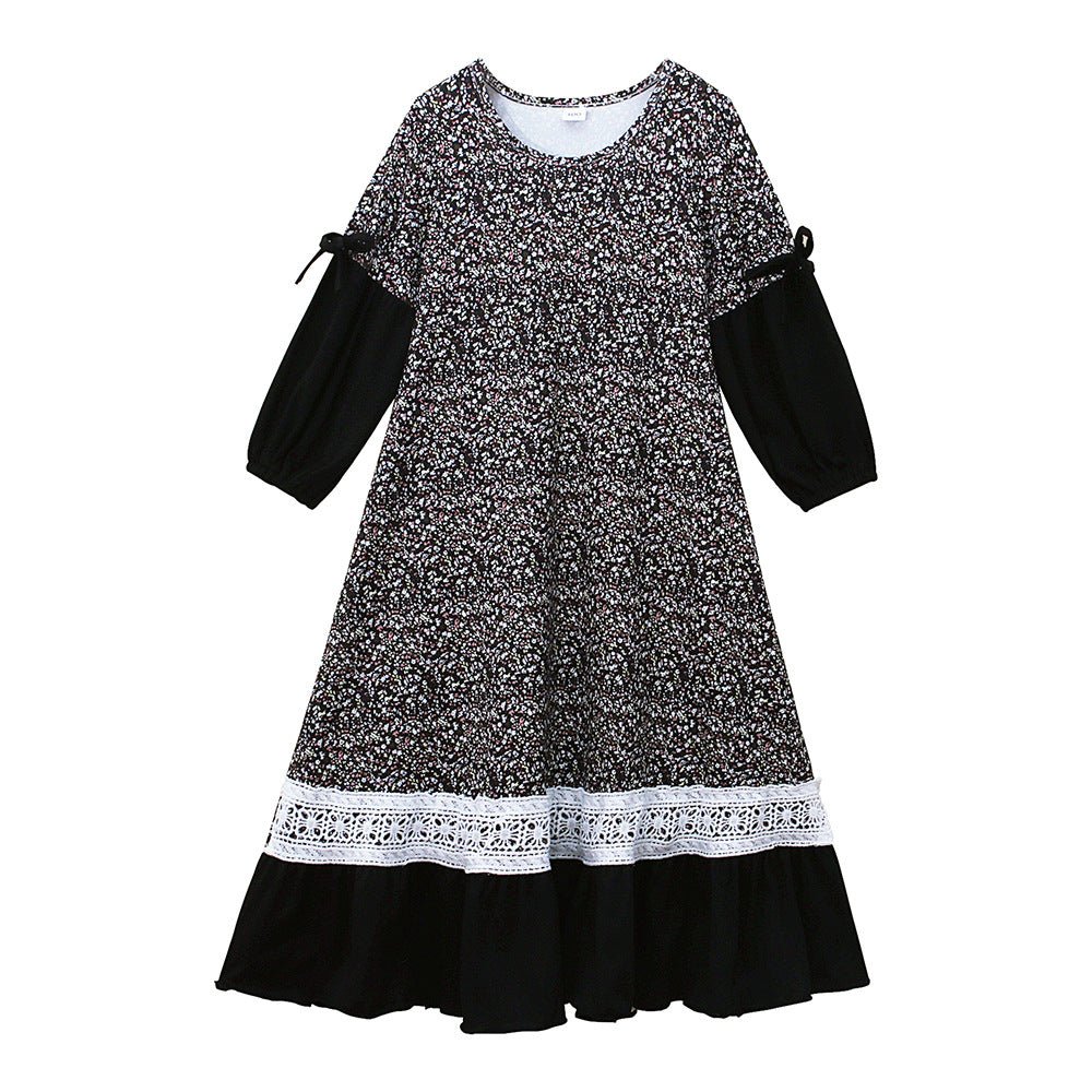 Girls Patchwork Floral Kid Abaya 2 - Piece Set(MKG012) - Mariam's Collection