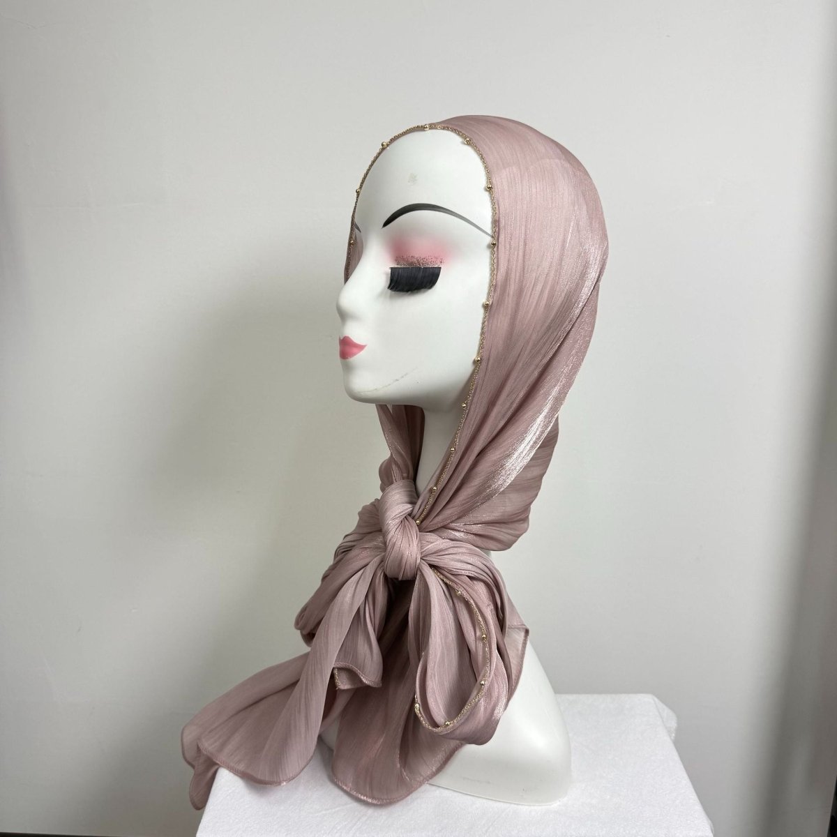 Crinkle satin hijab colour variant showing muted tone palette