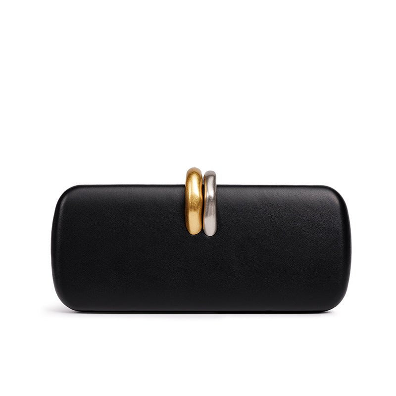 Top view of luxury evening clutch bag clasp