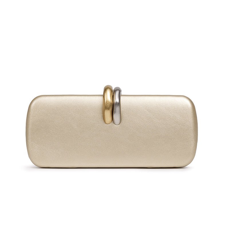 Interior lining detail of structured clutch bag