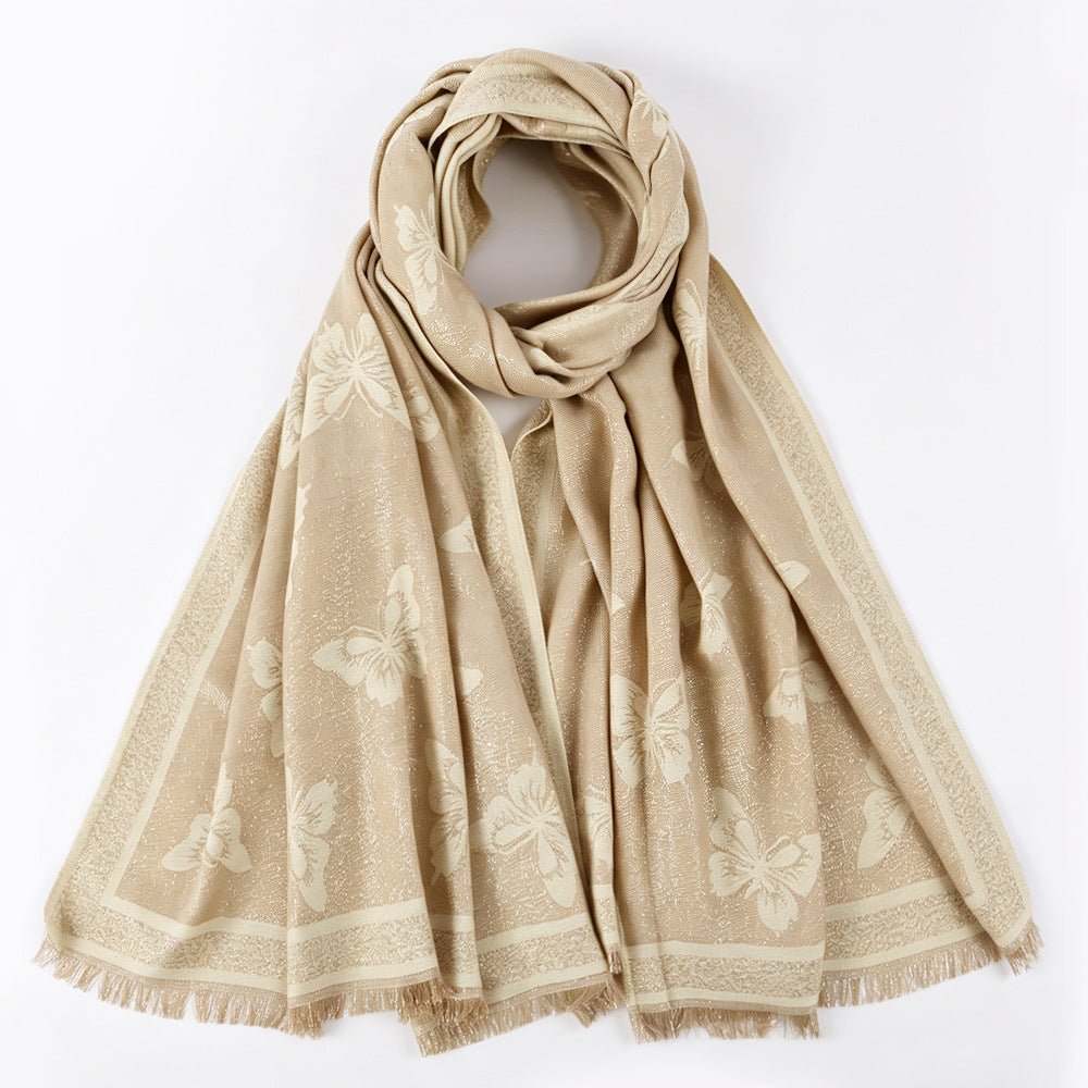 Gold-Thread Jacquard Hijab(MH262) - Mariam's Collection