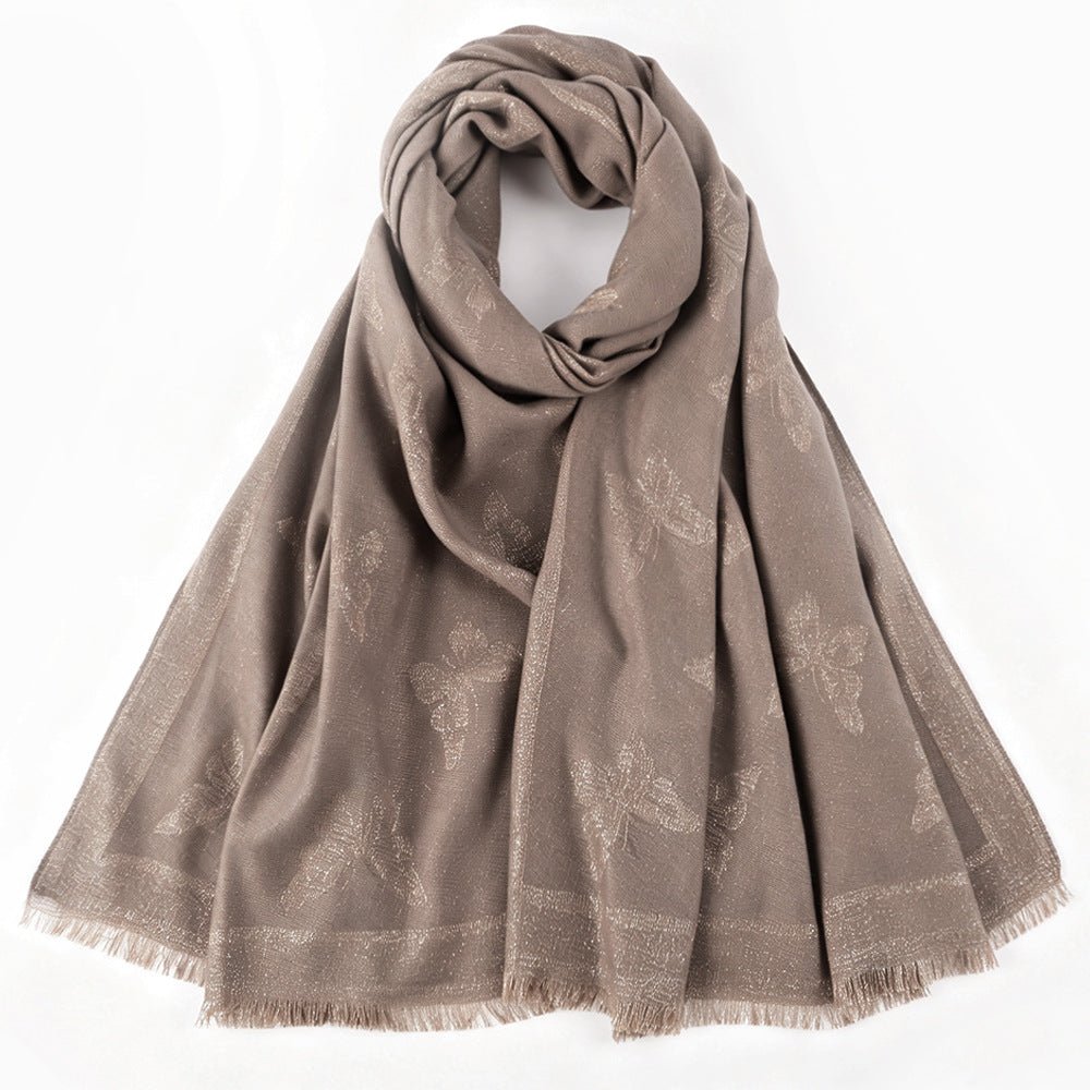 Gold-Thread Jacquard Hijab(MH262) - Mariam's Collection
