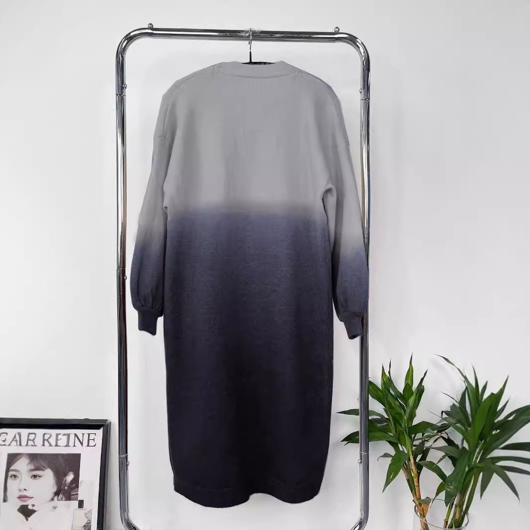 Gradient Loose Knit Cardigan Sweater (MS067) - Mariam's Collection