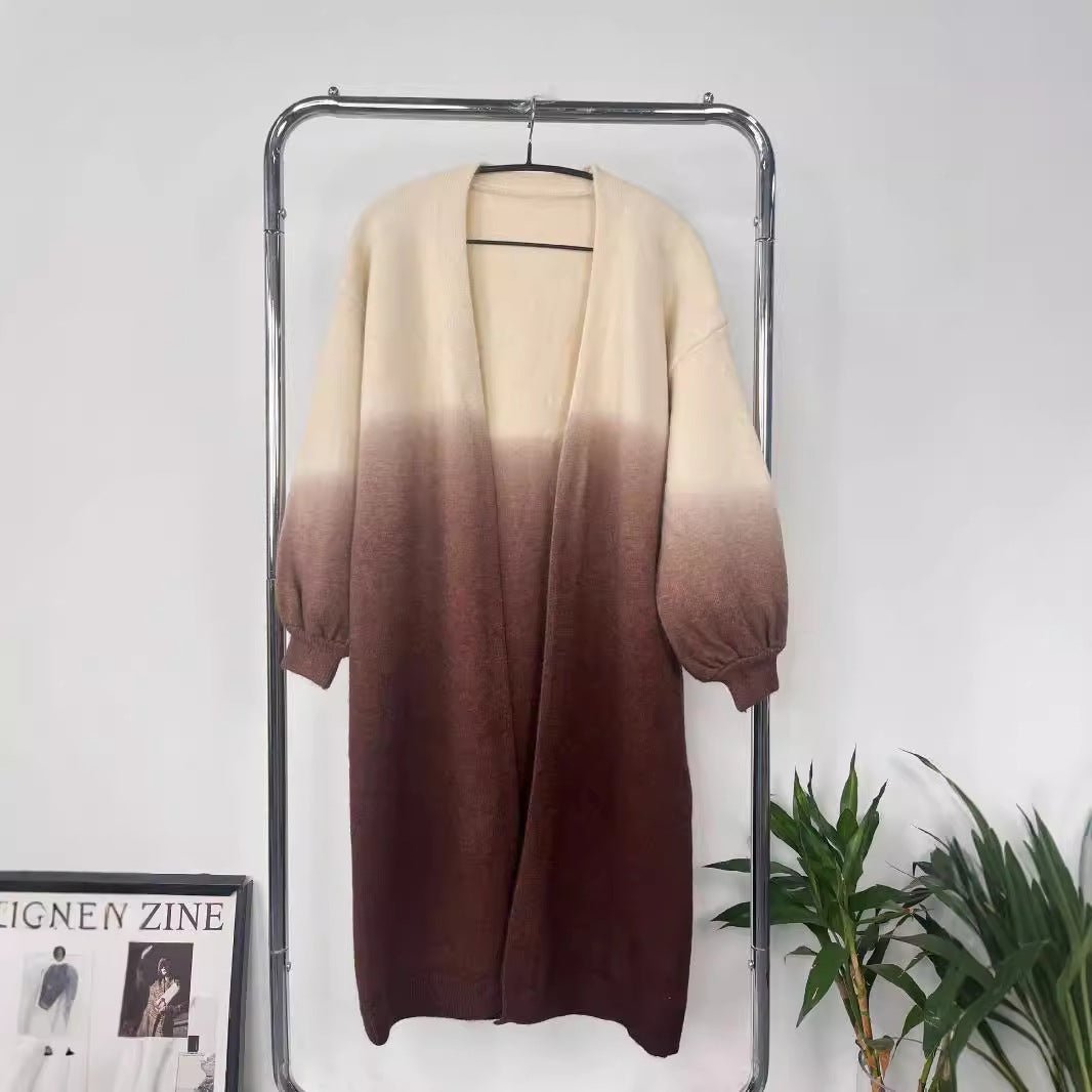 Gradient Loose Knit Cardigan Sweater (MS067) - Mariam's Collection