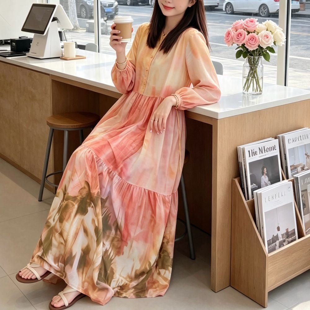 Gradient Tie - Dye Loose Maxi Dress(MS404) - Mariam's Collection