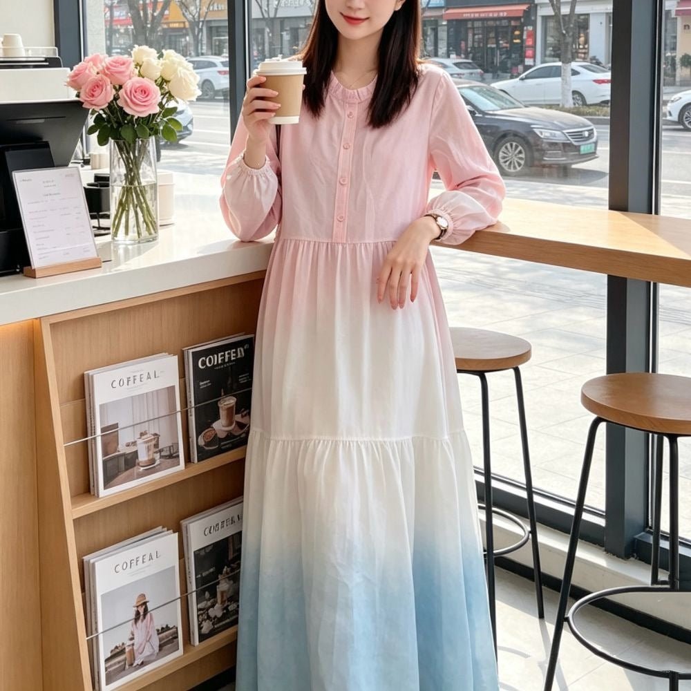 Gradient Tie - Dye Loose Maxi Dress(MS404) - Mariam's Collection