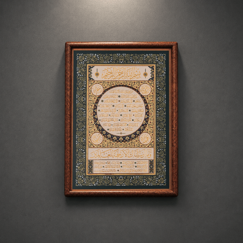 Handcrafted A4 Islamic Calligraphy Wall Art | Copper Relief Wood Frame（MAC452） - Mariam's Collection