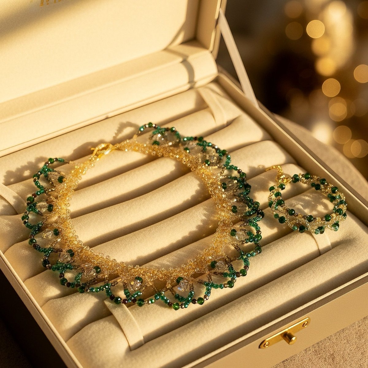 Handcrafted Crystal Floral Bracelet | Sparkling Statement Jewelry | Elegant Art - Inspired Accessory for Women (MAC348) - Mariam's Collection