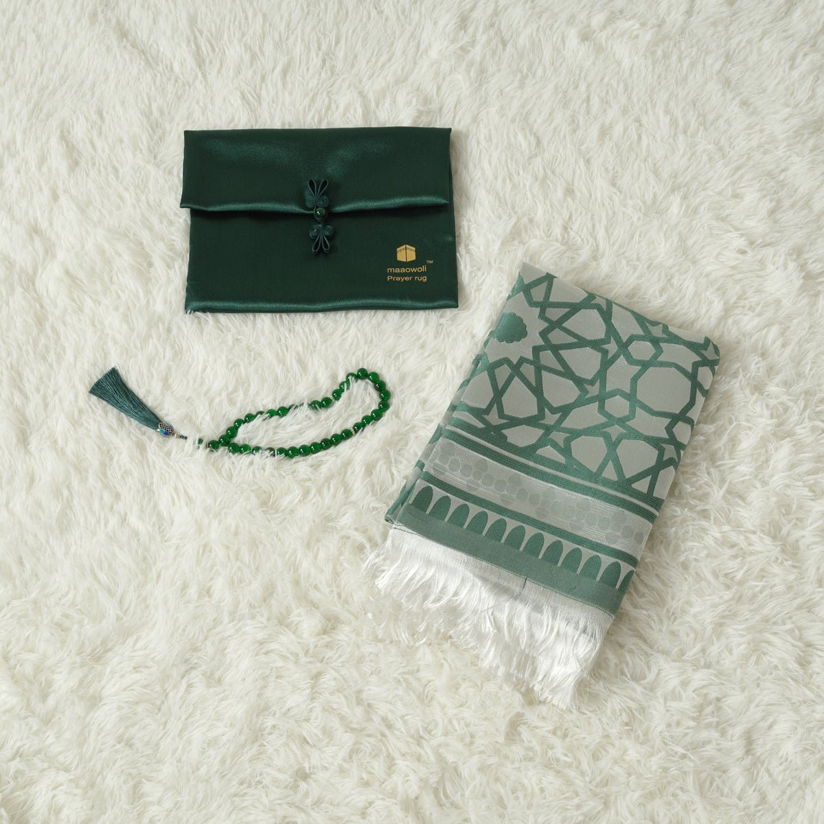 High - End Eco - Friendly New Luxury Prayer Mat and Tasbeeh Set(MR067) - Mariam's Collection