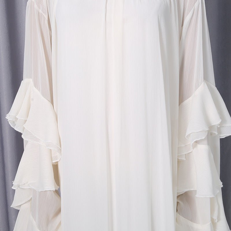 High Neck Ruffle Sleeve Dress(MS360) - Mariam's Collection