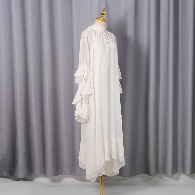 High Neck Ruffle Sleeve Dress(MS360) - Mariam's Collection