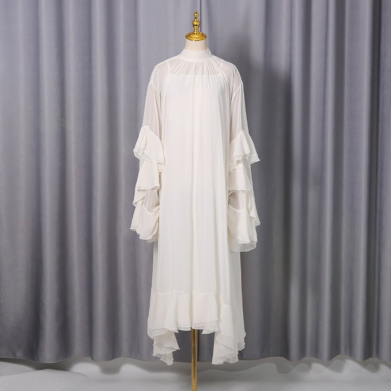 High Neck Ruffle Sleeve Dress(MS360) - Mariam's Collection