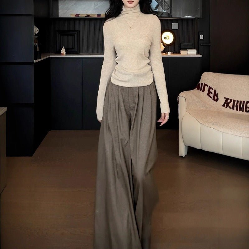 High Waist Wide Leg Trousers | Loose Fit Tailored Palazzo Pants(MS178) - Mariam's Collection