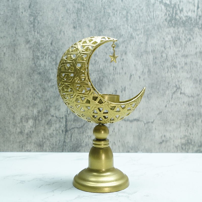 Hollow Moon Candle Holder – Iron Ramadan Decorative Accent (MAC379) - Mariam's Collection