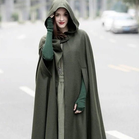 Hooded Shawl Extended Cape Coat, Versatile 5-Color Hooded Shawl Poncho