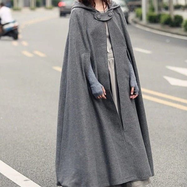 Hooded Shawl Extended Cape Coat, Versatile 5-Color Hooded Shawl Poncho