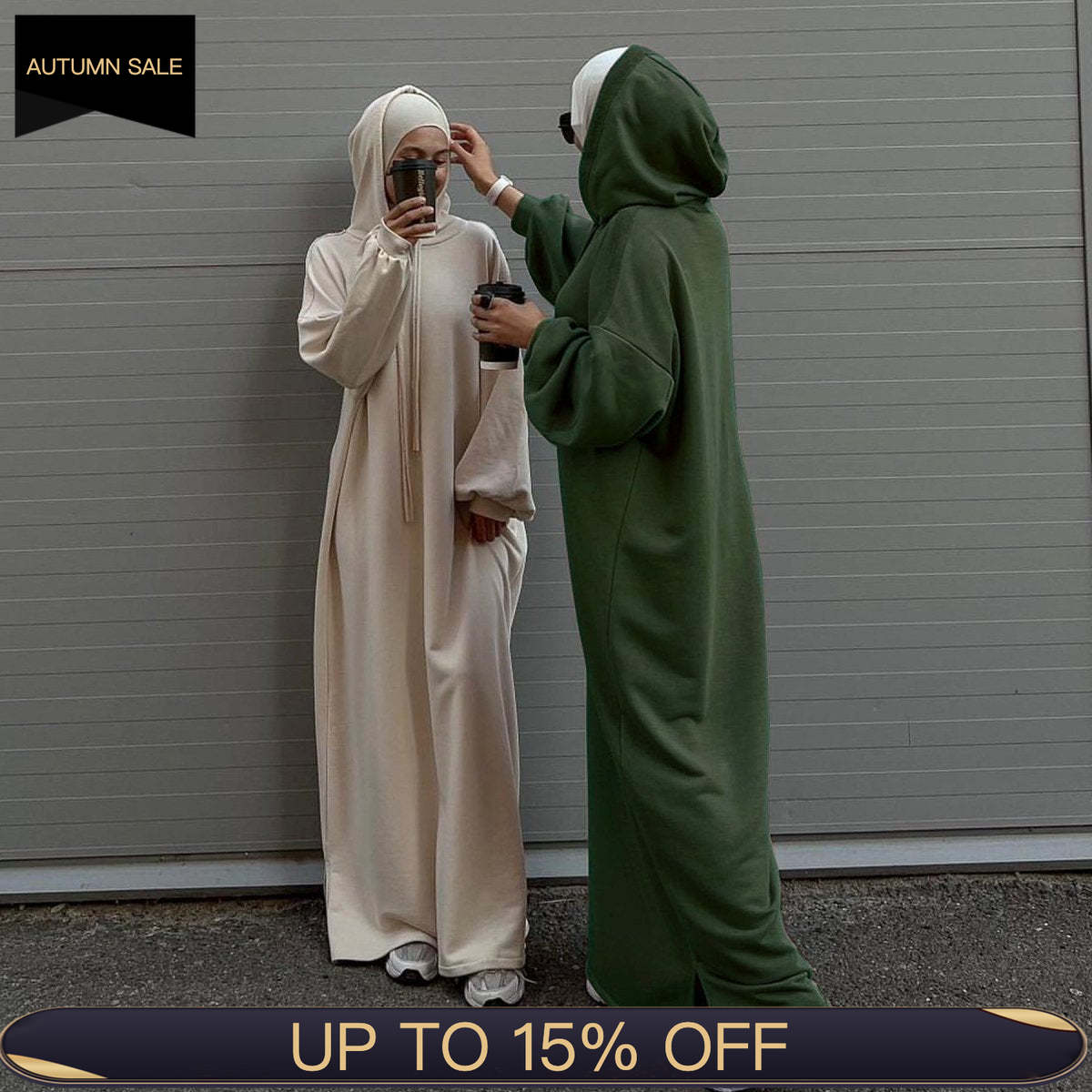 Hooded Sweatshirt Abaya | Hoodie Abaya With Pockets (MA125) - Mariam's Collection