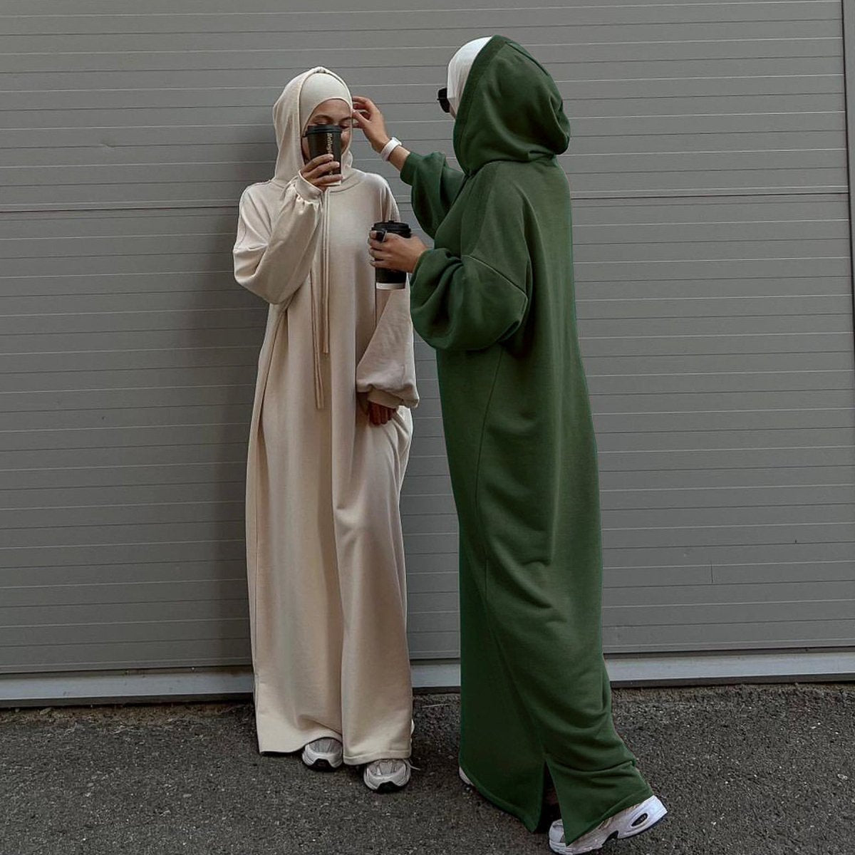 Hooded Sweatshirt Abaya | Hoodie Abaya With Pockets (MA125) - Mariam's Collection